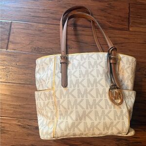 White Michael Kors monogram signature purse